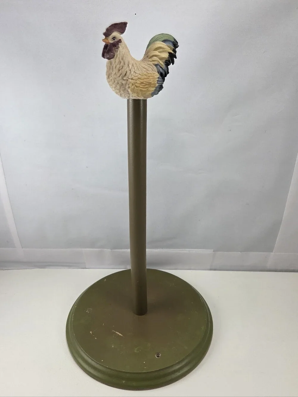 Vintage Jay Import Grumpy Rooster Rustic Paper Towel Holder Wood